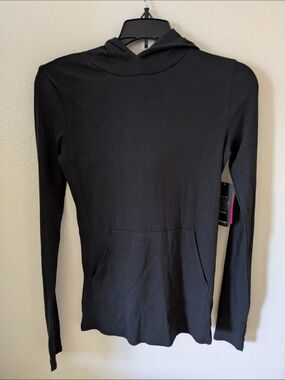 Commando Black Luxury Rib Hoodie Pullover with Front Pocket